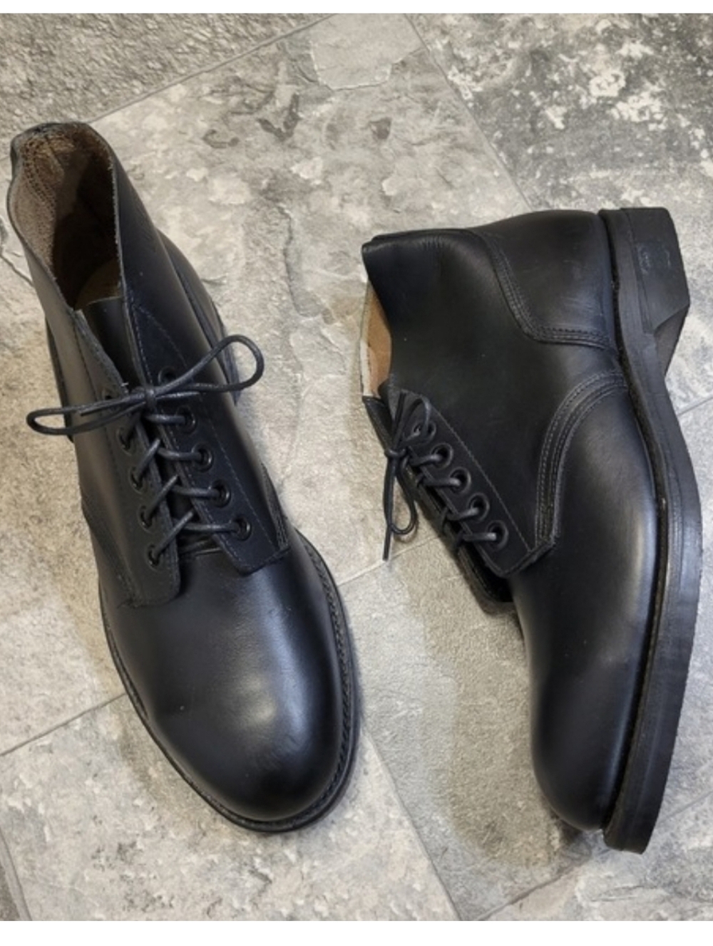 US Military Vintage‎ 1979 Steel Toe Flight Deck Parade Boots Black Leather 10 R